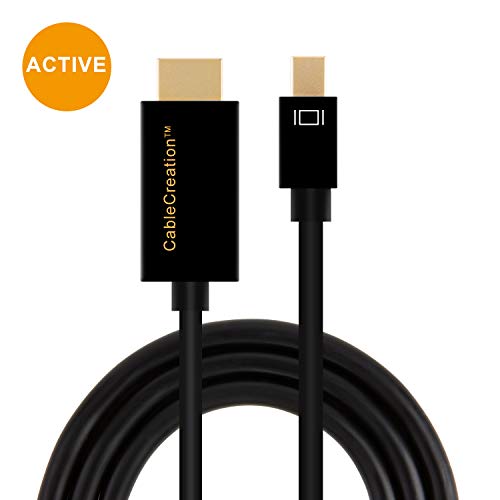 CableCreation Active Mini DP to HDMI Cord 6ft, Mini DisplayPort (DP1.2) to HDMI, 4K x 2K & 3D Audio/Video, Eyefinity Multi-Screen, Compatible with MacBook Pro, iMac 1.8 M/Black