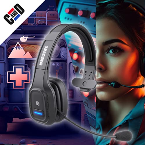 Car and Driver Trucker Bluetooth Headset, Wireless Headset Noise Canceling Headphones with Microphone, Home Office, Zoom, Call Center, Clear Highway| Siri, Alexa, Google Comp (BT5500, Over-Head)