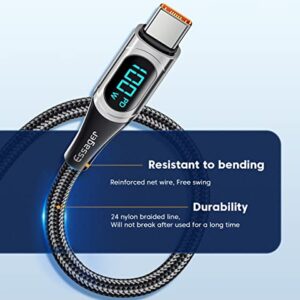 ESSAGER 100W USB C to USB C Cable with Display, 6.6ft 5A PD QC 5.0 Type C to Type C Cable Super Fast Charging USB C Cable(6.6ft, Black, 1 Pack)