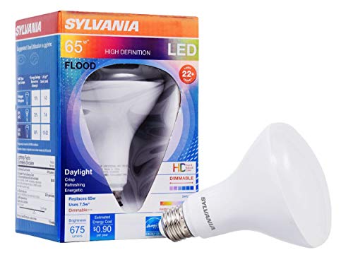 LEDVANCE 40028, Mediun, Daylight Sylvania LED BR30 Light Bulb, 65W Equivalent, Medium Base, Dimmable, 7.5W, 675 Lumen, Color 5000K, 1 Pack