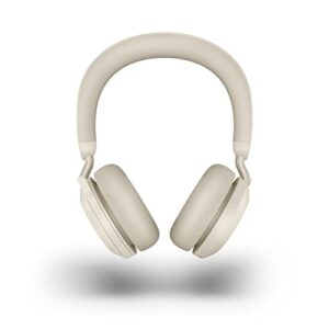 jabra evolve2 75 wireless pc headset with 8-microphone technology – dual foam stereo headphones with advanced active noise cancellation, usb-a bluetooth adapter and ms teams-compatibility – beige