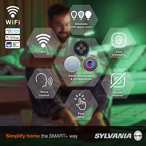 Sylvania WiFi LED Smart Light Bulb, 14.5W, Full Color and Tunable White A21, Dimmable, for Alexa, Siri Shortcuts, and Google Home Only - 1 Pack (75806)