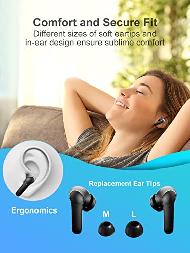 Wireless Earbuds Bluetooth 5.1 Headphones 48Hrs Playtime with LED Digital Display Charging Case, in Ear Earphones Stereo Headset with Mic and Touch Control for iPhone Android SmartPhone Tablet, Black