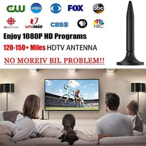 TV Antenna, HDTV Indoor Digital TV Antenna 130 Miles Range Support 4K HD Free Local Channels and All Television -10ft High Performance Coax Cable