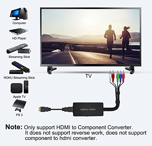 LVY HDMI to Component Converter Adapter, Support 1080P HDMI to YPbPr Converter Compatible DVD, VCD, PS3/PS4, Xbox, Wii to New HD TV/ Monitor/ Projecto