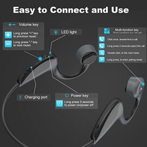 Bone Conduction Headphones - Bluetooth Open Ear Sport Headphones with Mic - Sweat Resistant Wireless Headphones for Running Workout - Bone Induction Bluetooth Headset Earphones up to 8h Playtime