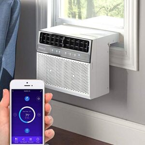 soleus air exclusive 6,000 btu energy star first ever over the window sill air conditioner revolutionary safety class and whisper quiet, keep a clear view through your window, with wifi, google home, and alexa (fits up to 11″ wide window sill)