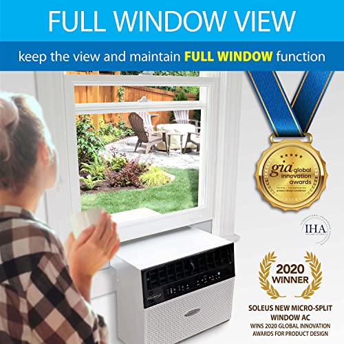 Soleus Air Exclusive 6,000 BTU Energy Star First Ever Over The Window Sill Air Conditioner Revolutionary Safety Class and Whisper Quiet, Keep a Clear View Through Your Window, With WiFi, Google Home, and Alexa (Fits up to 11" Wide Window Sill)