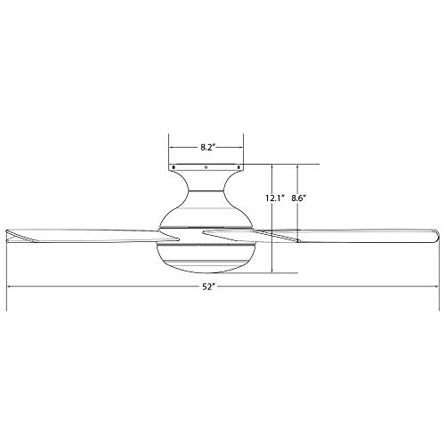 WAC Smart Fans Odyssey Indoor and Outdoor 5-Blade Flush Mount Ceiling Fan 52in Matte Black with 3000K LED Light Kit and Remote Control works with Alexa and iOS or Android App