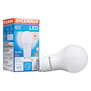 sylvania led light bulb, 60w equivalent a19, efficient 8.5w, gu24 bi-pin base, frosted finish, 800 lumens, daylight – 1 pack (78107)