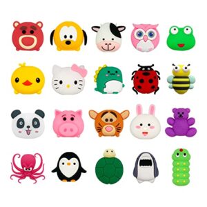 zakvoor 20 pack cute animals bite usb charger protector for iphone ipad cable, charging protector and cord holder, charging cable saver phone accessory cable buddies