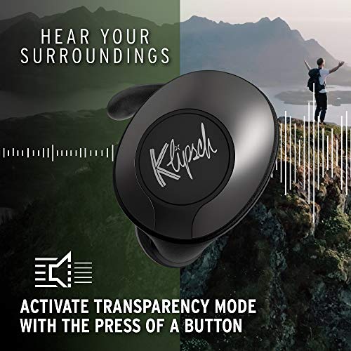 Klipsch T5 II True Wireless Sport Earphones in Black with Dust/Waterproof Case & Earbuds, Best Fitting Ear Tips, Ear Wings, 32 Hours of Battery Life, and Wireless Charging Case