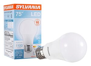 sylvania led light bulb, 75w equivalent a19, efficient 12w, medium base, frosted finish, 1100 lumens, bright white – 1 pack (78096)