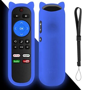 remote for all roku tv remote for element hisense onn tcl haier sharp hitachi lg sanyo jvc magnavox rca philips westinghouse roku built-in smart tv with glow remote case cover – blue