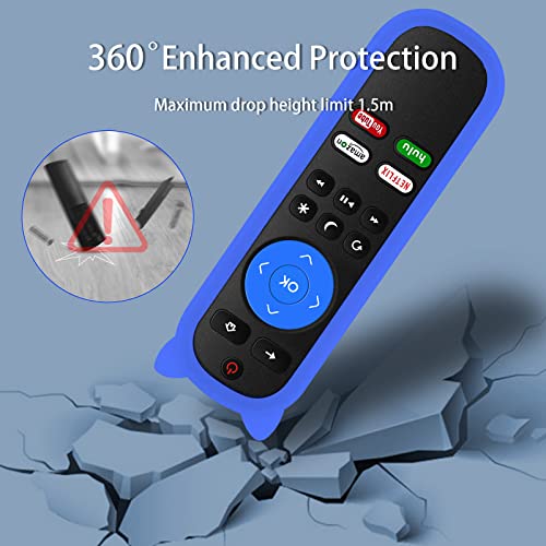 Remote for All Roku TV Remote for Element Hisense Onn TCL Haier Sharp Hitachi LG Sanyo JVC Magnavox RCA Philips Westinghouse Roku Built-in Smart TV with Glow Remote Case Cover - Blue