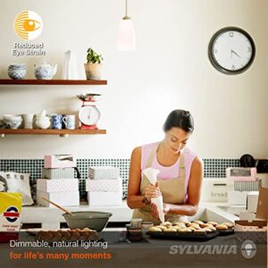 Sylvania Reduced Eye Strain A19 LED Light Bulb, 60W = 8W, 13 Year, Dimmable, Frosted, 2700K, Soft White - 4 Pk