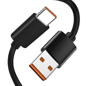 charger charging cable cord [type usb-c, 3.3 ft] fast charge for wireless bluetooth speakers headphone headset earphone, and more (black orange)