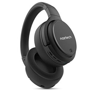 naztech driver anc 1000 active noise cancelling bluetooth wireless headphones w/mic up to 50h playtime for tv, online class + home office (black) 15136