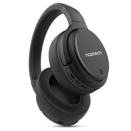 Naztech Driver ANC 1000 Active Noise Cancelling Bluetooth Wireless Headphones w/Mic Up to 50H Playtime for TV, Online Class + Home Office (Black) 15136