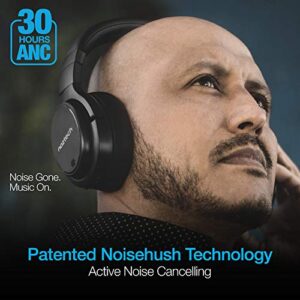 Naztech Driver ANC 1000 Active Noise Cancelling Bluetooth Wireless Headphones w/Mic Up to 50H Playtime for TV, Online Class + Home Office (Black) 15136