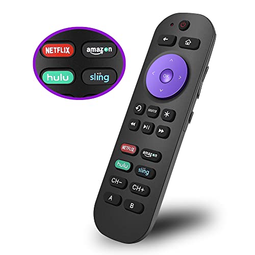 AZMKIMI Universal Remote Control Fits for Roku Player 1 2 3 4 Premiere/+ Express/+ Ultra with 9 More Learning Keys Programmed to Control TV/Soundbar/Receiver (NOT for Any Ro-ku Stick or Ro-ku TV)