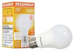 sylvania led light bulb, 75w equivalent a19, efficient 12w, medium base, frosted finish, 1100 lumens, soft white – 1 pack (79291)