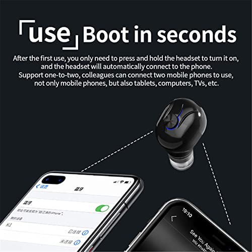 Wireless Headphones Bluetooth with Microphone Sports Stereo Sound IPX5 Waterproof in Ear Mini Single Earbuds for One Ear Earphones for iOS Android