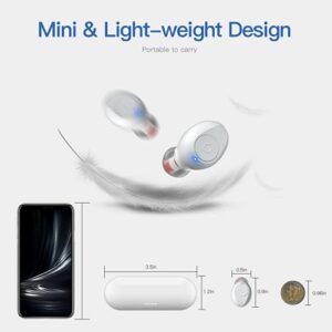 Bluetooth 5.0 Wireless Earbuds Super Portable True Wireless Stereo Headphones in Ear Deep Bass Built in Mic IPX6 Waterproof with Charging Case (Only 50g) 40H Playtime for Workout Running (White)