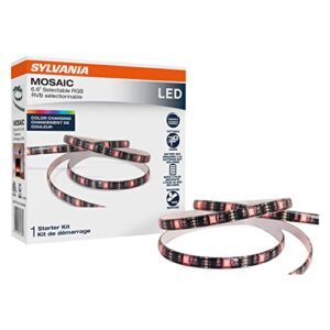 sylvania 6.6ft mosaic rgb flexible light strip starter kit, 16 dimmable colors with rf remote control, battery box, black – 1 pack (75780)