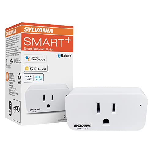 SYLVANIA SMART Bluetooth Outlet, Simple Set Up, Compatible with Alexa, Apple HomeKit, and Google Assistant, 120 Volts, 15 Amp, White, No Hub, FCC Listed - 1 Pack (75753)