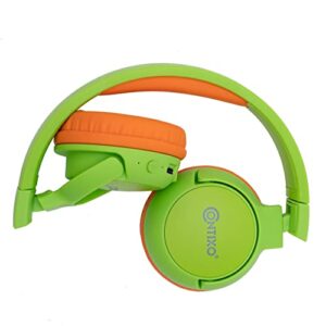 Contixo KB-5 Kids Headphones - Over The Ear Foldable Bluetooth Wireless Headphone for Kids - 85dB with Volume Limited - Toddler Headphones for Boys and Girls (Green+Orange)