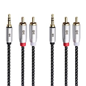 cable matters 2-pack rca to 3.5mm stereo audio cable 6 feet (rca to aux cable, 3.5mm to rca cable, aux to rca cable) in black