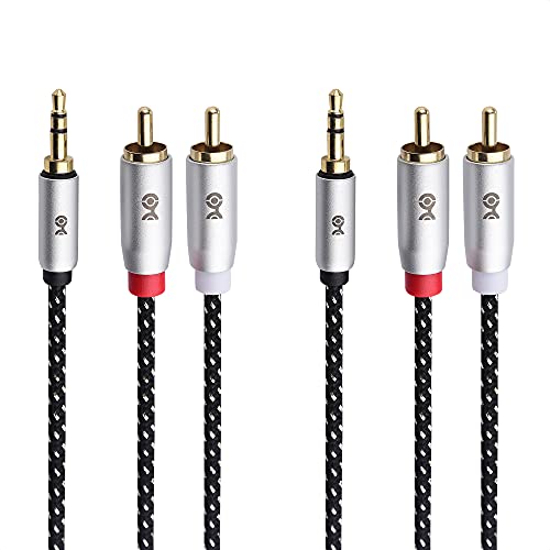 Cable Matters 2-Pack RCA to 3.5mm Stereo Audio Cable 6 Feet (RCA to Aux Cable, 3.5mm to RCA Cable, Aux to RCA Cable) in Black