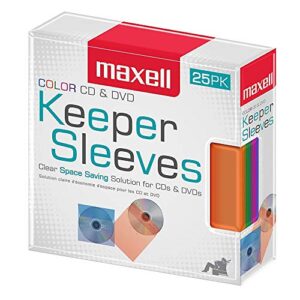 maxell cd/dvd keeper sleeves – color (25 pack)