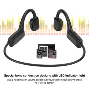 Bone Conduction Headphones, Open Ear Wireless Bluetooth 5.1 Earbuds Stereo Sport Waterproof Sweatproof Earphone Conducting Headset Exercise Gym Workout Running Hiking Driving Cycling Running Climbing