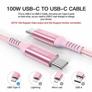 Awnuwuy 100W USB C to USB C Cable Pink, 10ft Long [2-Pack], Type C Super Fast Charging, USB C Charger Cord for iPad Pro 11 inch 3rd Generation, MacBook Air, Samsung S22 S21 S20 Ultra, Google Pixel 6