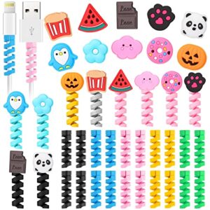 flutesan 40 pieces phone protect accessory charging cable protectors cute charger protectors cord protector cord saver usb charger for cellphone data lines, various styles