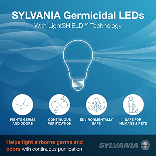 LEDVANCE LightSHIELD A19 Germicidal LED Light Bulb, 8.5W=60W, 10 yr, 800 lm, 2700K, Soft White - 4 Pack (41066)