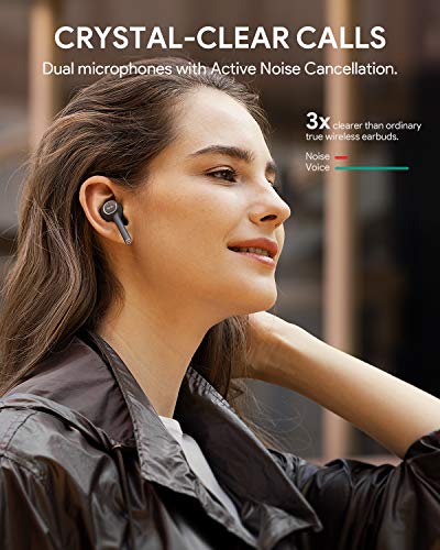 Aipower T18NC Active Noise Cancelling True Wireless Earbuds Bluetooth 5.0, in-Ear Headphones with Charging Case and Touch Control, 24H Playtime, Hi-Fi Sound Quality