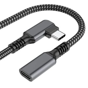 usb c extension cable 6.6ft, usb type-c 3.1 extender cord 100w 10 gbps, usb c to usb c male to female right angle for laptop tablet mobile phone nintendo switch