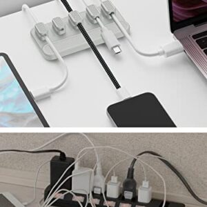 clenye Magnetic Cable Holder,Cable Management for Desk with Embedded Magnetic with 10 Clips in 3 Sizes(3mm/3.6mm/4.2mm) for Lighting Cables, USB C Cables, Micro Cables | Grey