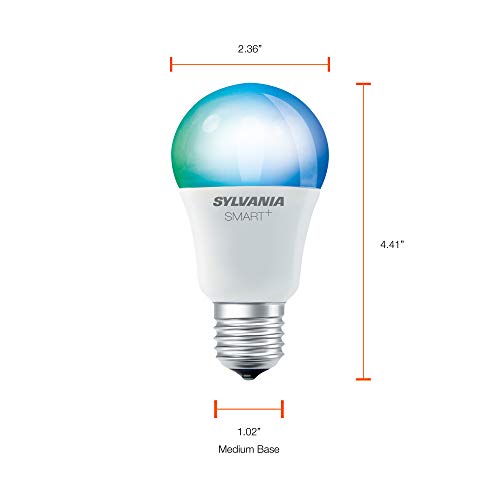 SYLVANIA Smart Bluetooth LED Light Bulb, A19 60W Equivalent, Efficient 10W, Works with Apple HomeKit, RGBW Full Color and Adjustable White, No Hub Required - 1 Pack