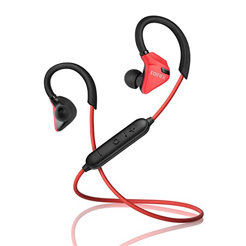 Edifier W296BT Bluetooth 4.1 Sweat and Water Resistant Sports in-Ear Earphones with CVC Noise Suppression and Multi-Point Support - Red