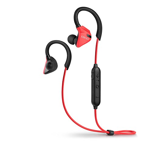 Edifier W296BT Bluetooth 4.1 Sweat and Water Resistant Sports in-Ear Earphones with CVC Noise Suppression and Multi-Point Support - Red