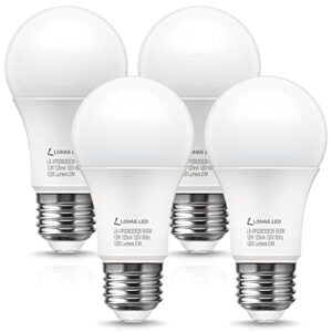 lohas a19 led light bulb dimmable, a19 led bulbs daylight white 5000k, 12w 1200lm a19 edison bulb 75w equivalent, e26 standard base led bulb replacement, ul listed, 4 pack