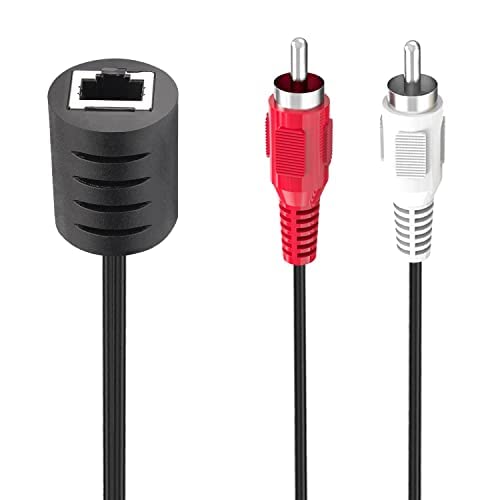 LINESO Stereo DC3.5mm Stereo and RCA Red White Audio Signal Balun Over Cat5/6 Cable
