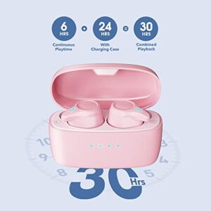 KOSETON Pink True Wireless Earbuds – Mini Wireless in-Ear Headphones for Running and Sport, Bluetooth Earbuds with Superior Sound & Premium Comfort, 30 Hour Battery