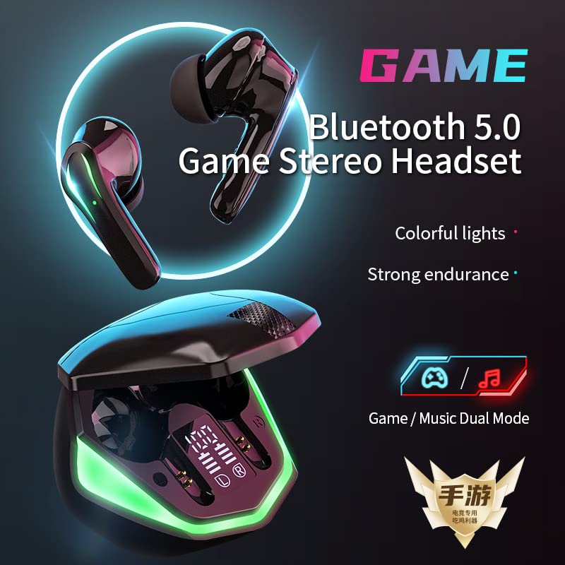 Wireless Earbuds Bluetooth - New Bluetooth Headphones, with Digital Display Intelligent, Noise Reduction, LED Colorful Breathing Light, Video Games Bluetooth Headset for Sport