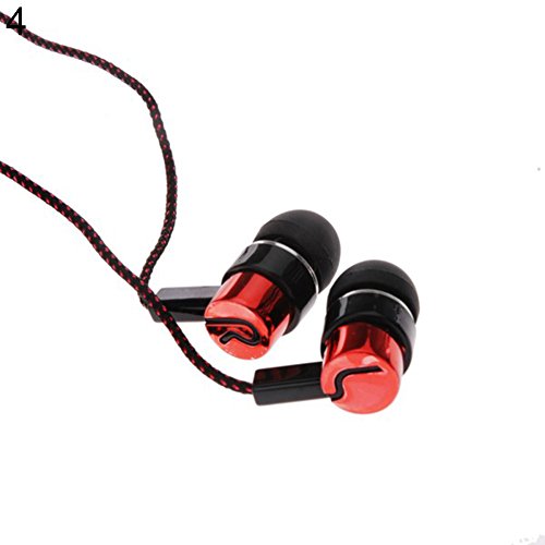 Heave 3.5mm Wired Durable Metal Earphones Stereo in Ear Earbuds Built in Microphone,Deep Bass Sound Ear Buds Headphone for Cell Phones, Laptop, Gaming Red