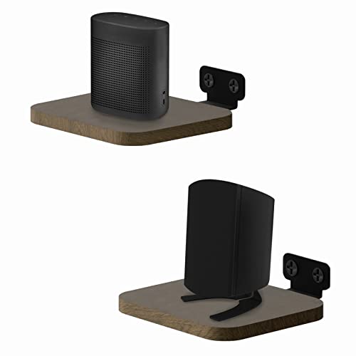 Speaker Wall Mount for Klipsch, Bose Speakers, Adjustable Wall Shelf for Smart Speaker Shelf, Wooden Floating Wall Shelves with Hardware Kit, Set of 2